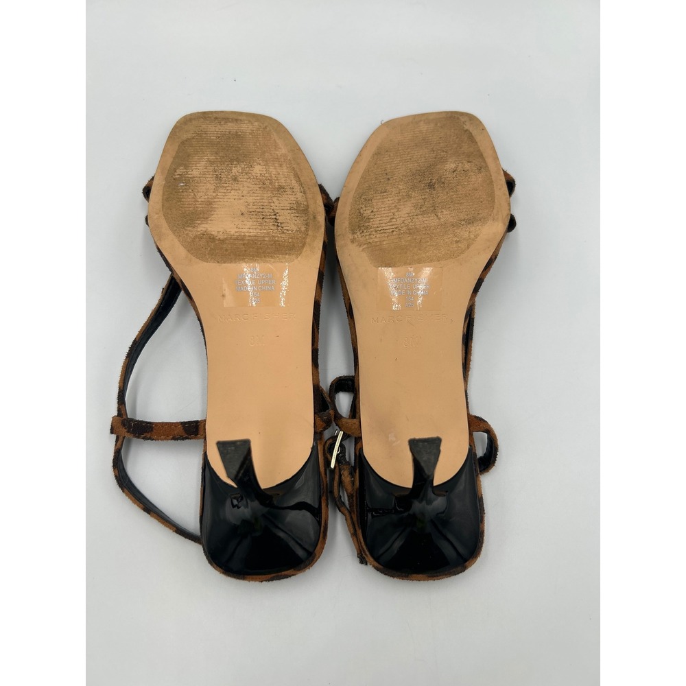 Marc Fisher LTD Dalary Leopard Print T-Strap Kitten Heel Sandals Square Toe 8 - Picture 6 of 8